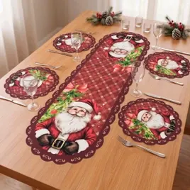 Kit Sousplast Jogo Americano Caminho De Mesa Natalino Natal Mesa Posta Sofisticação Sublimação Digital Tecido Premiu