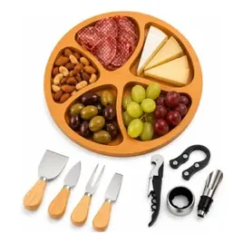 Kit Vinho 4 Peças + 4 Facas P Queijo + Petisqueira