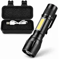 Lanterna Tática LED Recarregável USB De Alta Potência | Zoom Ajustável