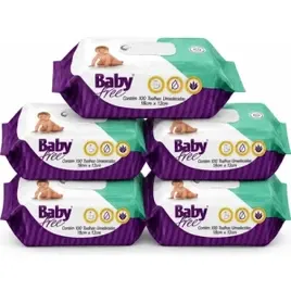 Lençostoalhas Umedecidos Baby Free Hipoalergênico Kit 5 Pacotes