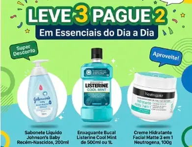 Leve 3 Pague 2 em Itens Essenciais do dia a dia da J&J