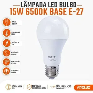 [Leve 5X] Lâmpada LED 15W Foxlux Branco Frio Bivolt