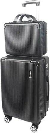 Mala de Bordo 10kg com Frasqueira Bagagem de Mão Expansivel Aprovada ANAC com 4 Rodas duplas 360° Cadeado AntiFurto TSA Mala de Viagem Alça Lateral com Divisória, Leve Resistente (Preto)