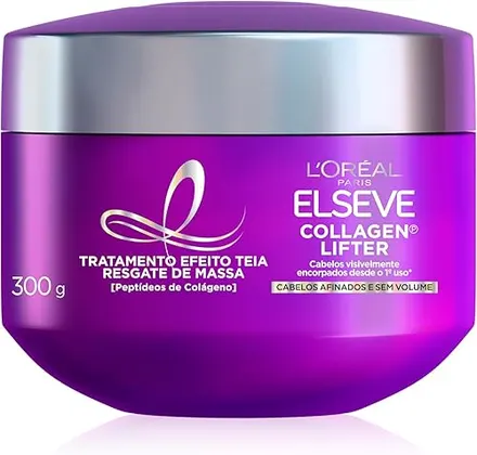 Máscara de Tratamento Elseve L'Oréal Paris Colágeno Encorpador 300g | Fórmula reconstrutora, efeito teia, reposição de massa, fios mais densos, macios e luminosos desde o primeiro uso