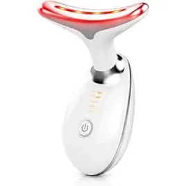 Massageador Facial LED 7 Cores - Modos Aparelho Anti-Rugas para Rosto e Pescoço Tratamento Estético Vibratório com