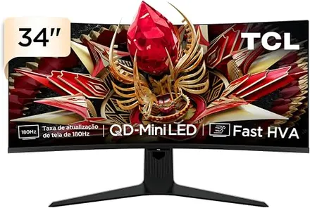 Monitor Gamer Curvo TCL 34 Polegadas QD-Mini LED WQHD R83Q 180Hz 1ms (GtG) HDR 1400 nits 34R83Q