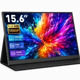 Monitor Gamer Portátil 15.6" Full HD 1080P USB-CHDMI HDR Ultrafino Capa Magnética Compatível com PS5