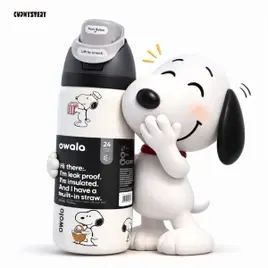 Nova Garrafa de Água Snoopy em Aço Inoxidável 304 de 24oz com Isolamento a Vácuo Tampa à Prova de Vazamentos e Can