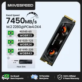 Nvme 2TB Pcie 4.0 Movespeed 7450 MBs ssd nvme m.2 2280 4