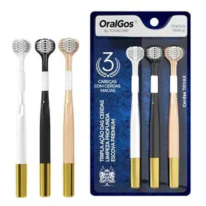 OralGos Escova de Dente 3 Faces Ultra Macia, 3 Unidades, Adulto
