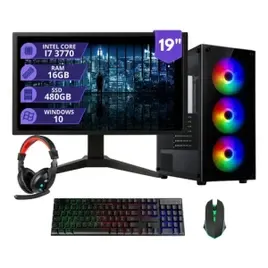 Pc Gamer Completo I7 3.4ghz 16gb Ssd 480gb 500w Monitor 19 480 Gb 16 Gb Placa De Vídeo Integrada