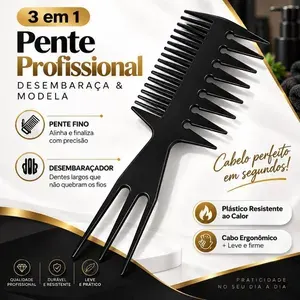 Pente 3 em 1 Desembaraçador Modelador