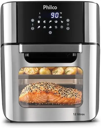 Philco Fritadeira Air Fryer Forno Oven 12L, Preto/Inox, 1800W, 127V - PFR2200P