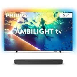 Philips Smart TV Ambilight 55" 4K, 55PUG810078 + Soundbar TAB4000, Aparelho de Áudio para TV, Bluetooth, HDMI ARC e USB