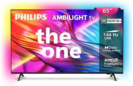 PHILIPS, Smart TV, Ambilight THE ONE 65" 4K 144 Hz, Titan OS, 65PUG8929/78, P5, DTS Play-Fi, Freesync, Dolby Vision e Atmos, 40 WRMS