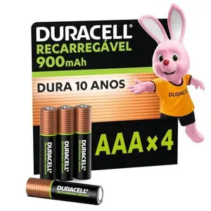 Pilha Recarregável AAA 900mAh Palito 4 Unidades