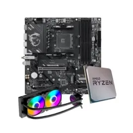 Placa-Mãe MSI B550M Gaming Plus WiFi6E + Processador AMD Ryzen 7 5700X + Water Cooler MACH1 Logic RGB
