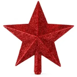 Ponteira Natal Estrela Vermelha Glitter 15 cm