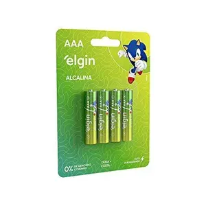 [+por-R$5,99] Pilha Alcalina, Elgin, Palito AAA, Blister com 4