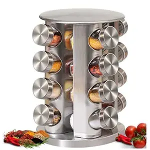 Porta Tempero Condimento Inox Vidro Giratorio Cozinha 16 Pts