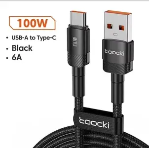 [R$2 Moedas/APP] Cabo USB C Toocki 100W Carregamento Rápido