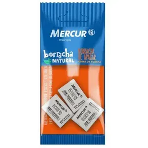 (R$ 3,48 +por-) Pacote 3 un. Borracha Branca Macia Mercur Record 40