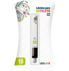 (R$ 3,98 +por-) Lamina Estilete Refil 10 Un. Estreito 9mm Leoarte