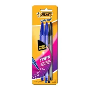 (R$ 4,02 +por-) Caneta BIC Cristal Fashion 2 Azul 1 Preta Ponta Média