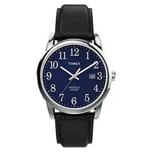 Relógio Masculino Timex Easy Reader Indiglo Preto/Prata - Leather Band