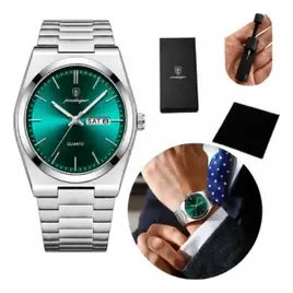 Relógio Poedagar Suiço Masculino Aço Inox Old Money Ccaixa