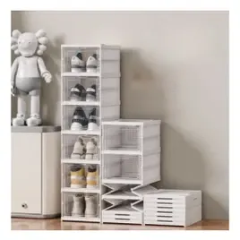 Sapateira Vertical Empilhável 6 Pares Organizador De Calçados Modular Branco Caixa De Tênis Fácil Montagem