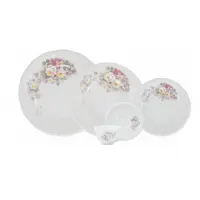 Serviço De Jantar E Café 20 Peças Em Porcelana, Xícaras Sem Pé, Modelo Pomerode, Com Relevo, Decoração Eterna, Porcelana Schmidt