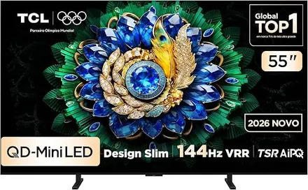 Smart TV TCL 55 Polegadas QD-Mini LED 4K A400M WiFi Bluetooth Google TV HDR10+ 144 Hz VRR 55A400M