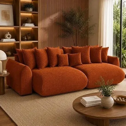 Sofá Retrátil 6 Lugares Veludo Armani 2,90 Mts Terracota Terracota