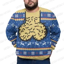 Suéter de Natal Feio 2026 Novo e Mais Vendido Camiseta de Manga Comprida com Estampa de Frango para Homens e Mulheres