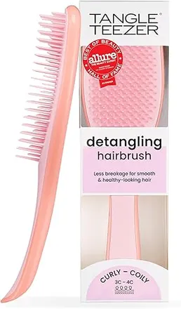 Tangle Teezer - Escova de cabelo desembaraçadora The Wet Detangler para texturas grossas a crespas. Ideal para o uso em fios úmidos Cor: Mango Pink