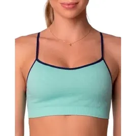 Top Selene Com Bojo Removível Fitness Sem Costura Alça Fina Verde Liso G - 42 A 44