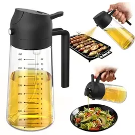Trendplain Pulverizador De Azeite De Oliva De Vidro De 470 Ml Para Cozinhar – Frasco Dispensador De Azeite 2 Em 1 Para Utensílios De Cozinha E Aces